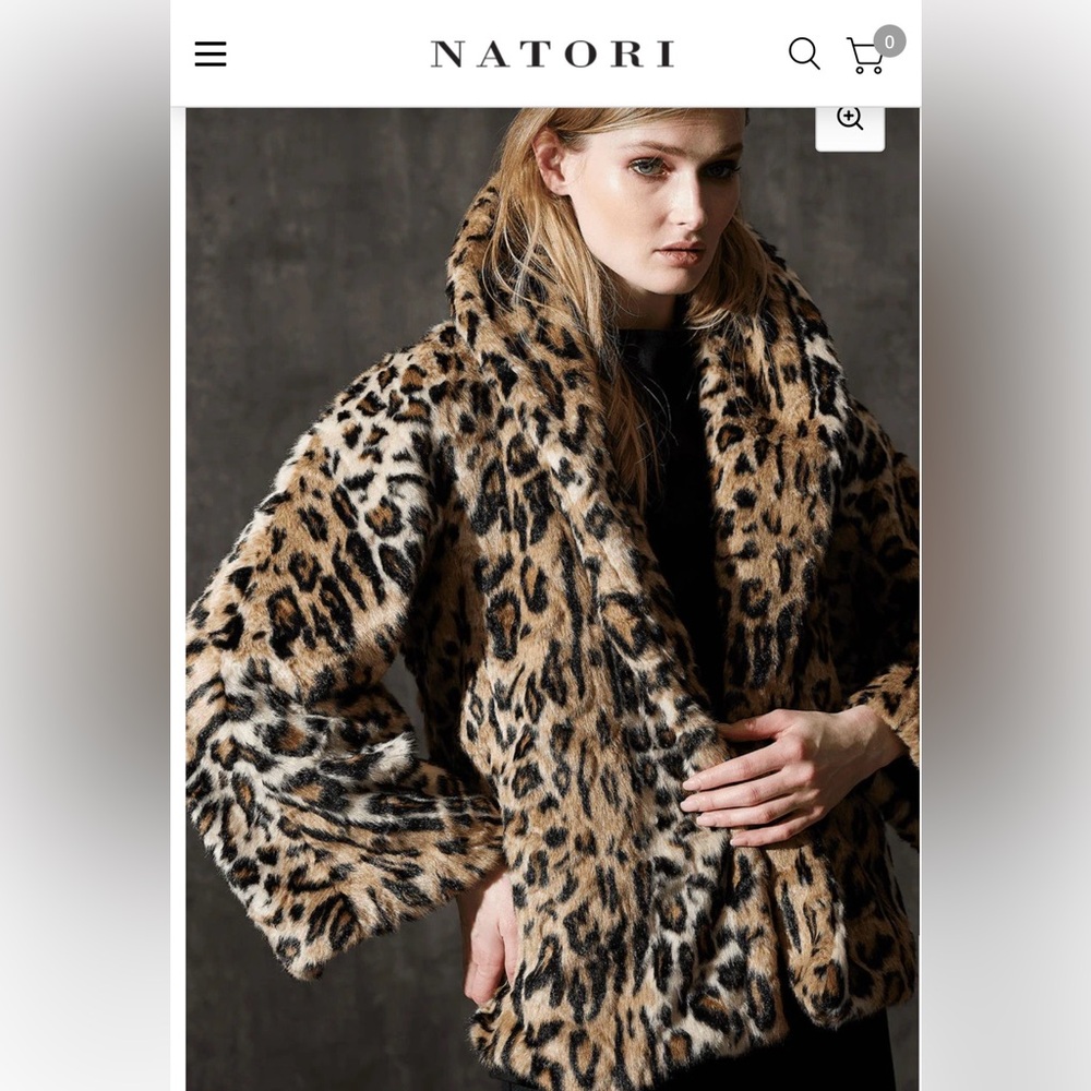 Natori faux leopard fur shawl coat